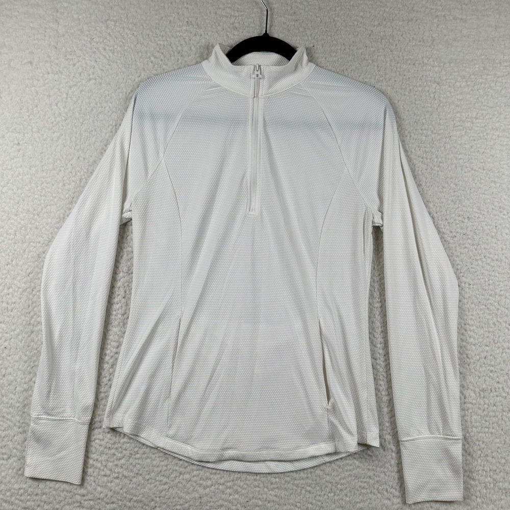 Tommy Bahama Golf Pullover Women Quarter Zip Textured M White Tennis Performance